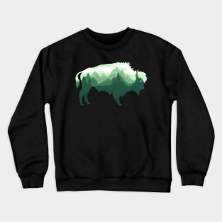 Dramabite Bison Buffalo Double Exposure Surreal Wildlife Native Animal Crewneck Sweatshirt